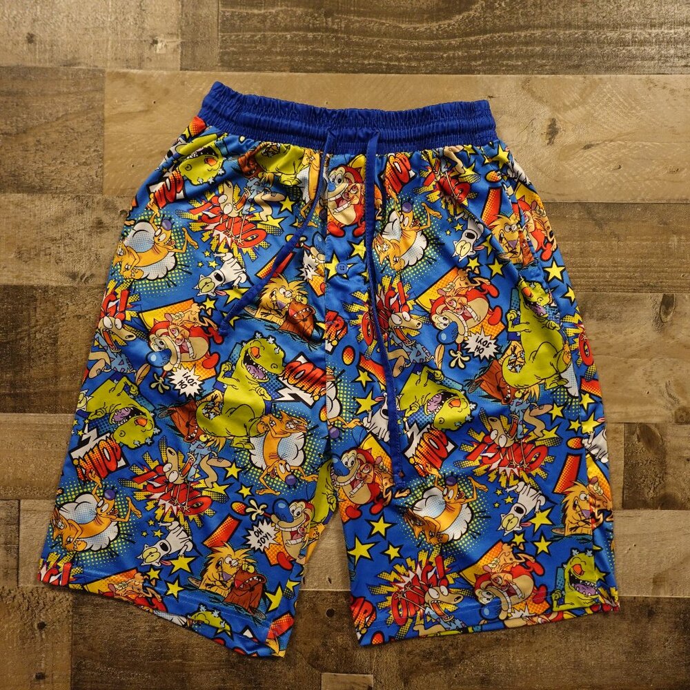 Nickelodeon Cartoon Print‎ Lounge Shorts Boys’ Large Blue 10” Inseam